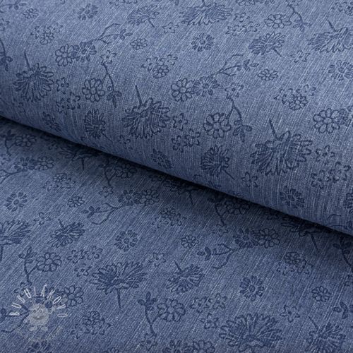 JEANS 9,5 OZ Embossed Flowers blue