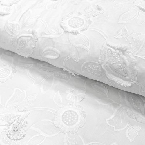 Bavlnená látka EMBROIDERY Catchy Swingy white