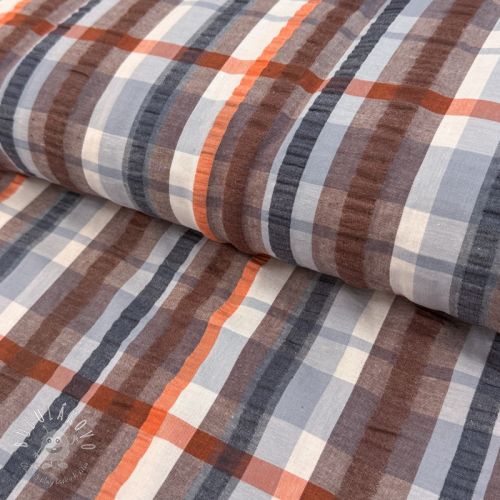 Bavlnená látka SEERSUCKER YARN DYED Checks blue