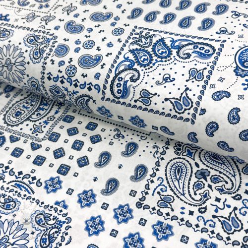 Bavlnená látka Kansas blanc blue