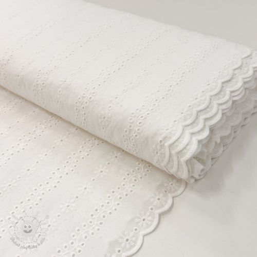 Bavlnená látka EMBROIDERY TWO-SIDE SCALLOP Neo white