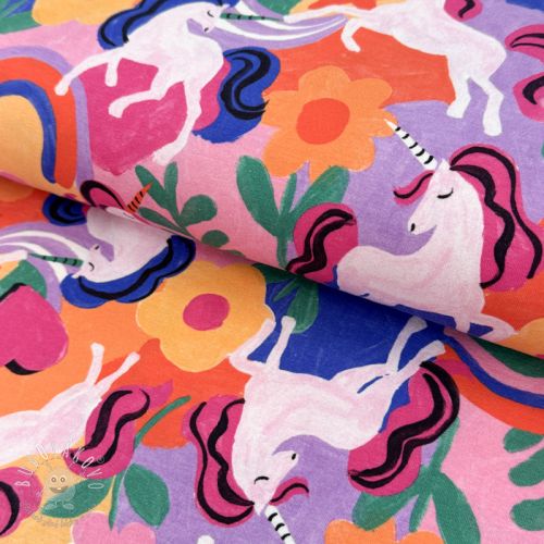 Úplet Unicorns multicolour digital print
