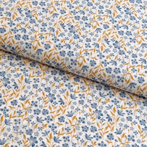 Bavlnená látka Fine flowers blue