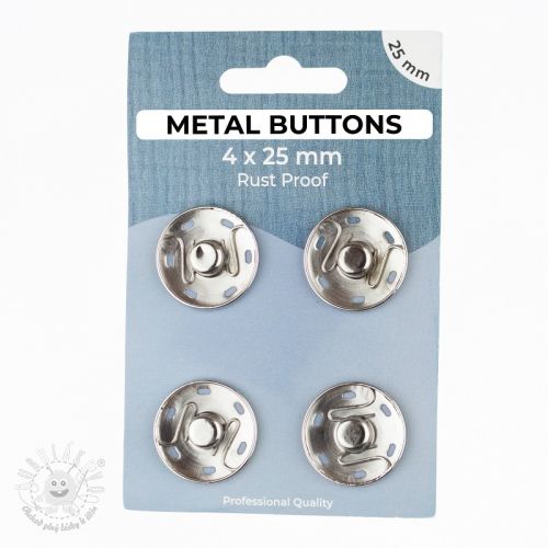 Stláčací gombík METAL 25 mm silver