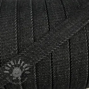 Bavlnená šnúra plochá 15 mm Denim black