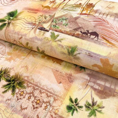 Viskóza s ľanom Egypt design B digital print