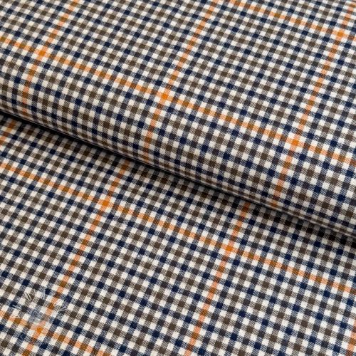 Bavlnená látka YARN DYED BRUSHED Check Mike ecru