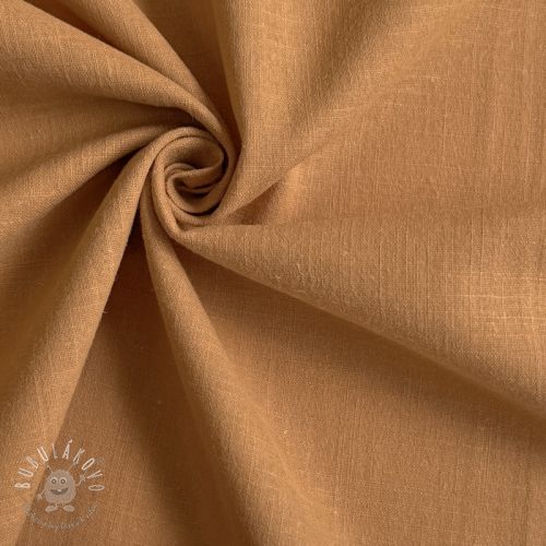 Bavlnená látka s ľanom cognac