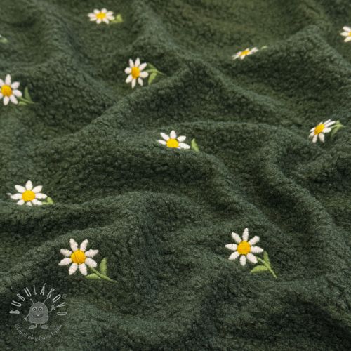 Kabátovina TEDDY EMBROIDERY Little daisy green