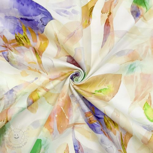 Bavlnená látka SATIN Hawaii yellow digital print