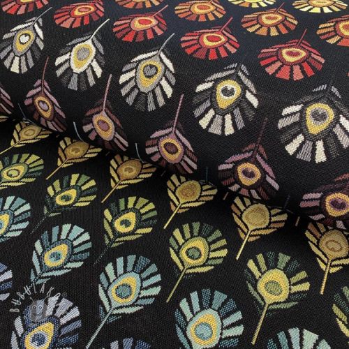 Dekoračná látka GOBELIN PREMIUM Peacock Feather Bow black