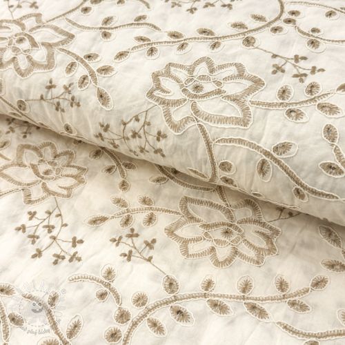 Bavlnená látka VOILE EMBROIDERY Kiara off white
