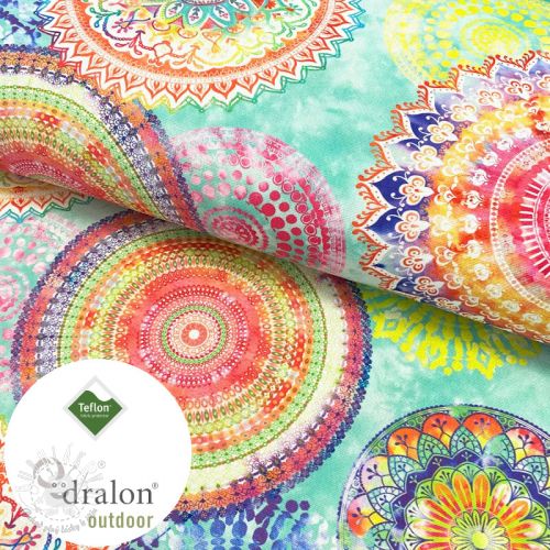 Dekoračná látka s teflonovou úpravou MANDALA WATERCOLOUR GREEN