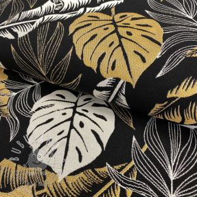 Dekoračná látka jacquard Botanic leaf metallic deluxe