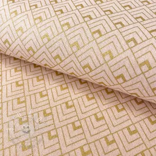 Dekoračná látka Linenlook Art deco cubes rose metallic premium