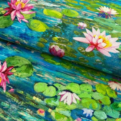 Dekoračná látka premium Impressive water lilly digital print