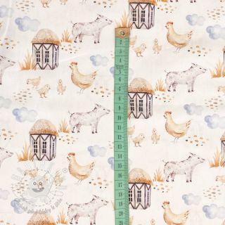 Bavlnená látka Snoozy fabrics Farm style Piggy digital print