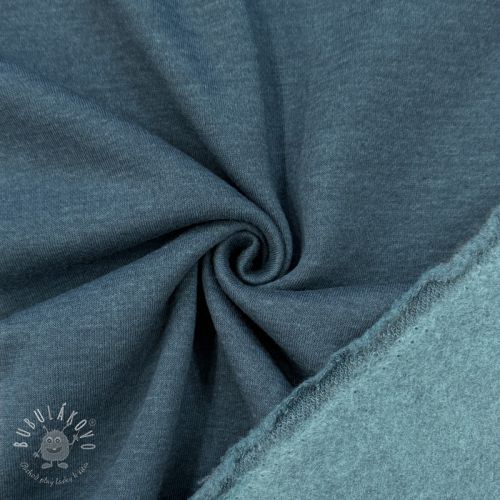 Teplákovina počesaná MELANGE dark petrol