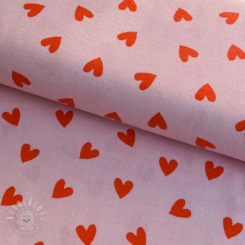 Bavlnená látka FLANNEL Hearts pink