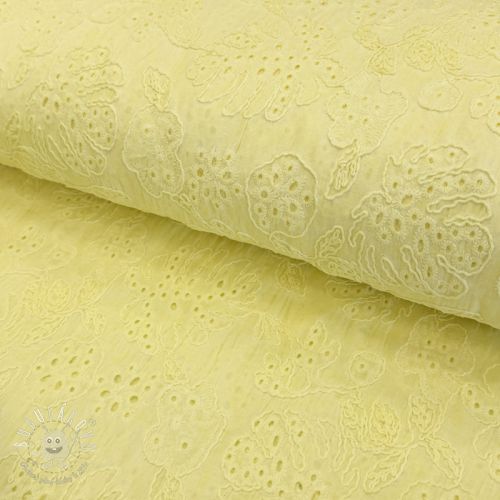 Bavlnená látka VOILE EMBROIDERY Vintage yellow