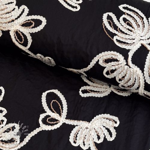 Bavlnená látka EMBROIDERY Loom En Light black