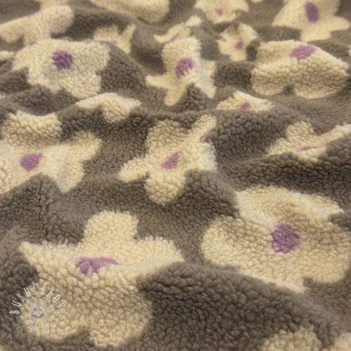 Kabátovina TEDDY JACQUARD Flowers taupe/beige