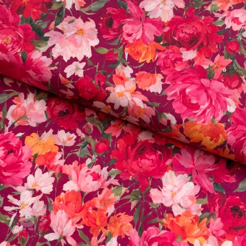 Bavlnená látka VOILE Tanja flowers digital print