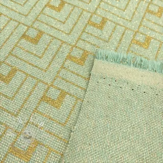 Dekoračná látka Linenlook Art deco cubes mint metallic premium