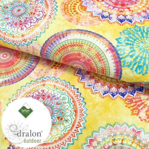 Dekoračná látka s teflonovou úpravou MANDALA WATERCOLOUR YELLOW