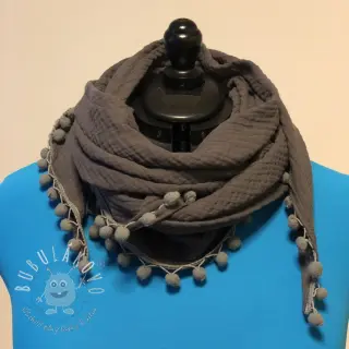 Dvojitá gázovina/mušelín dark grey ORGANIC