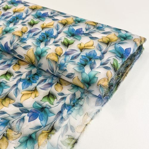 Viskóza RAYON POPLIN Leafs design A digital print