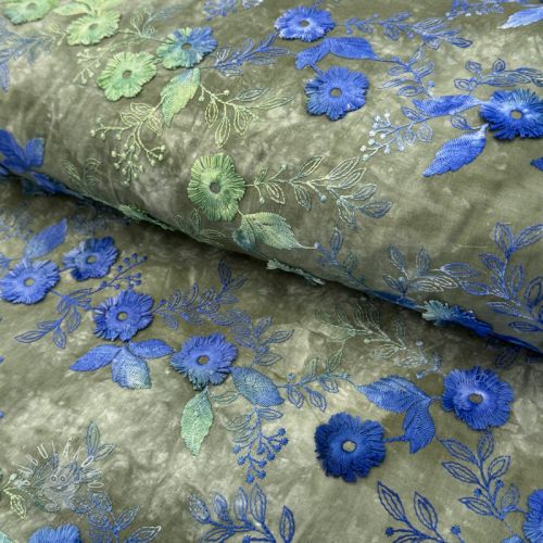 Bavlnená látka TIE DYE EMBROIDERY Poppy design B