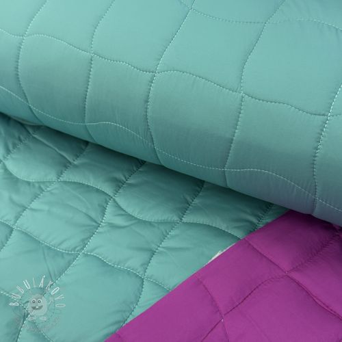 Prešívaná látka Graphic square cyan cerise