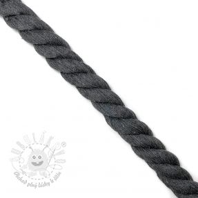 Bavlnená šnúra točená 2,5 cm dark grey