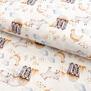 Bavlnená látka Snoozy fabrics Farm style Piggy digital print