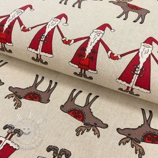 Dekoračná látka Linenlook Santa and moose