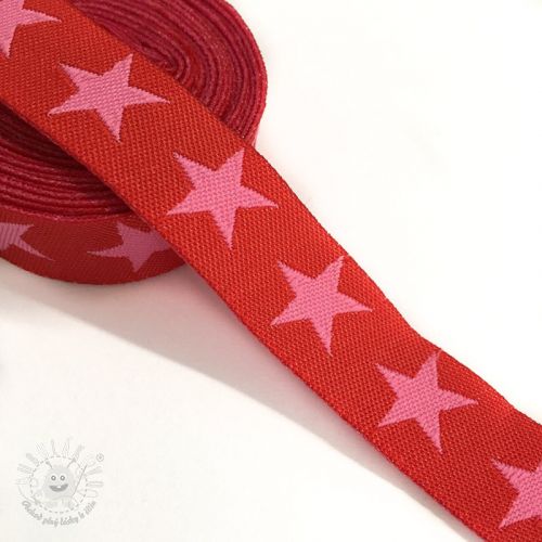 Stuha Stars red/pink