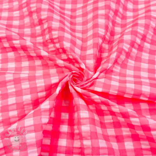 Bavlnená látka YARN DYED NEON BIG Checks pink