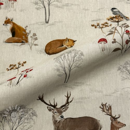Dekoračná látka Linenlook Winter Forest Animals digital print
