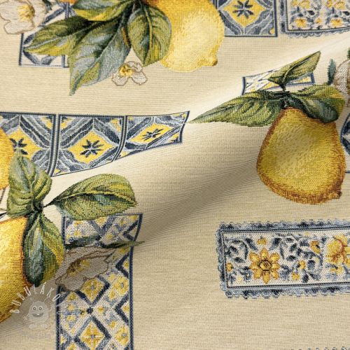 Dekoračná látka GOBELIN premium Citrus Lemon Azulejos
