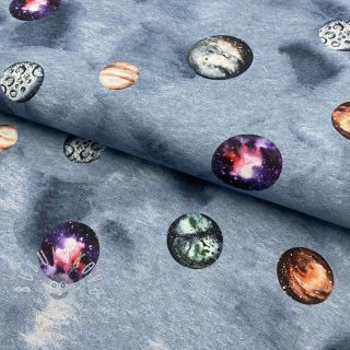 Bavlnená látka Planets jeans digital print