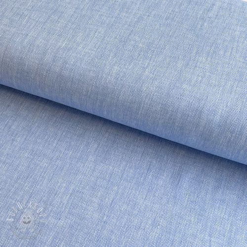 Ľan s bavlnou Fishbone light blue
