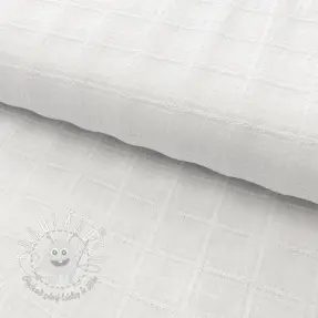 Bavlnená látka EMBROIDERY DOBBY Square white