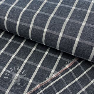 Dvojitá gázovina/mušelín Double sided Checks navy melange