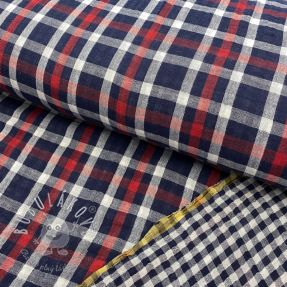 Dvojitá gázovina/mušelín Double sided Checks navy