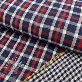 Dvojitá gázovina/mušelín Double sided Checks navy