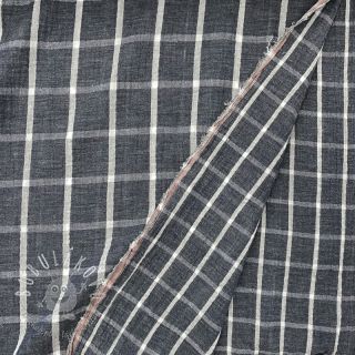 Dvojitá gázovina/mušelín Double sided Checks navy melange