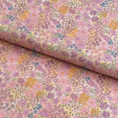 Bavlnená látka VOILE Small hayppy flowers digital print