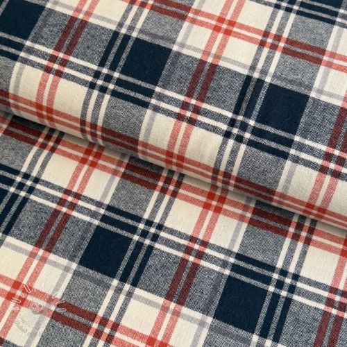 Bavlnená látka YARN DYED BRUSHED Check Mia navy
