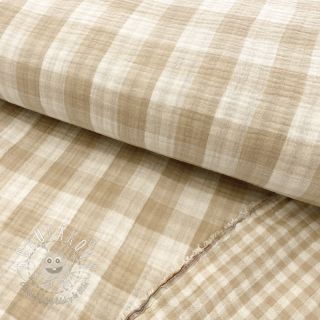 Dvojitá gázovina/mušelín Double sided CHECKS MINI beige